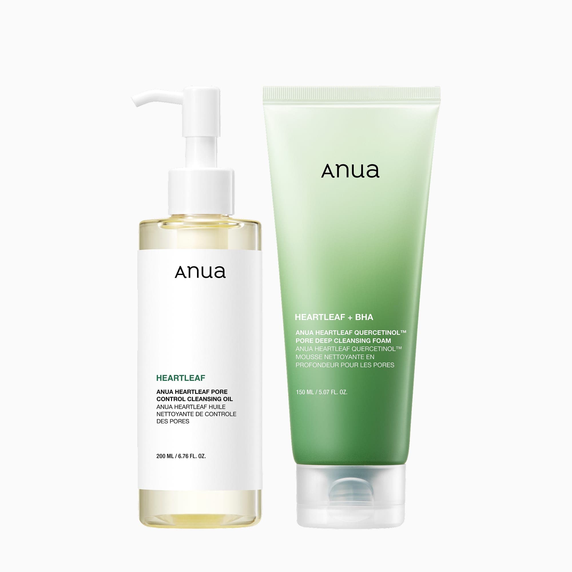 Anua Heartleaf Pore Control Cleansing Oil y Heartleaf Quercetinol Pore Deep Cleansing Foam