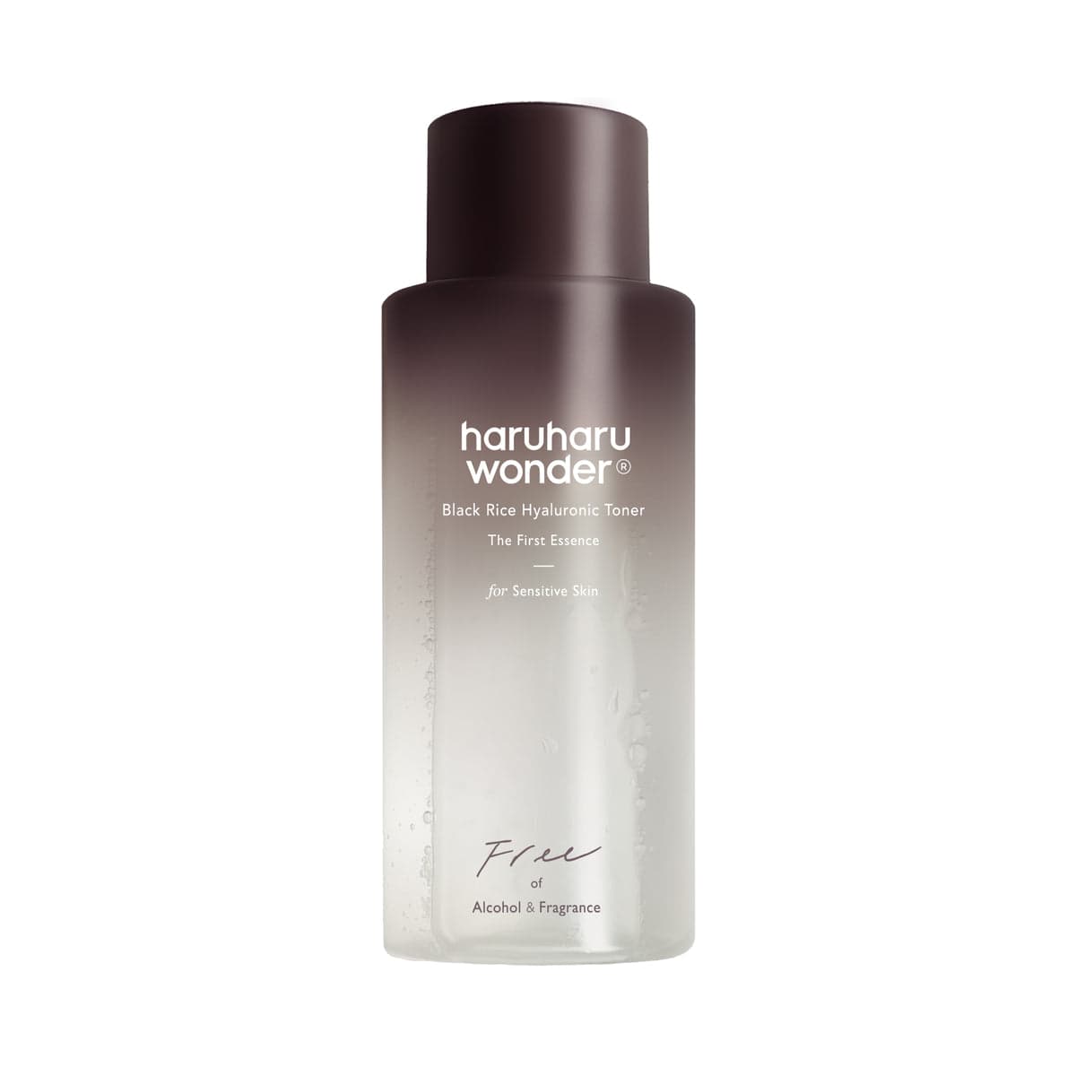 Frasco degradado de haruharu wonder Black Rice Hyaluronic Toner sin alcohol ni fragancia