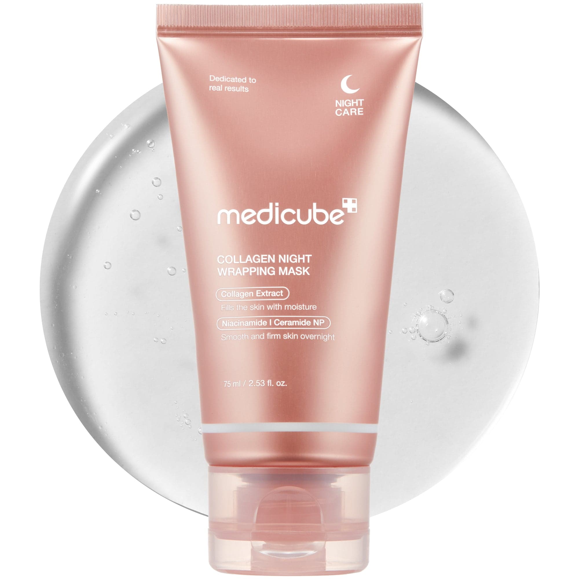 Tubo rosado de medicube Collagen Night Wrapping Mask