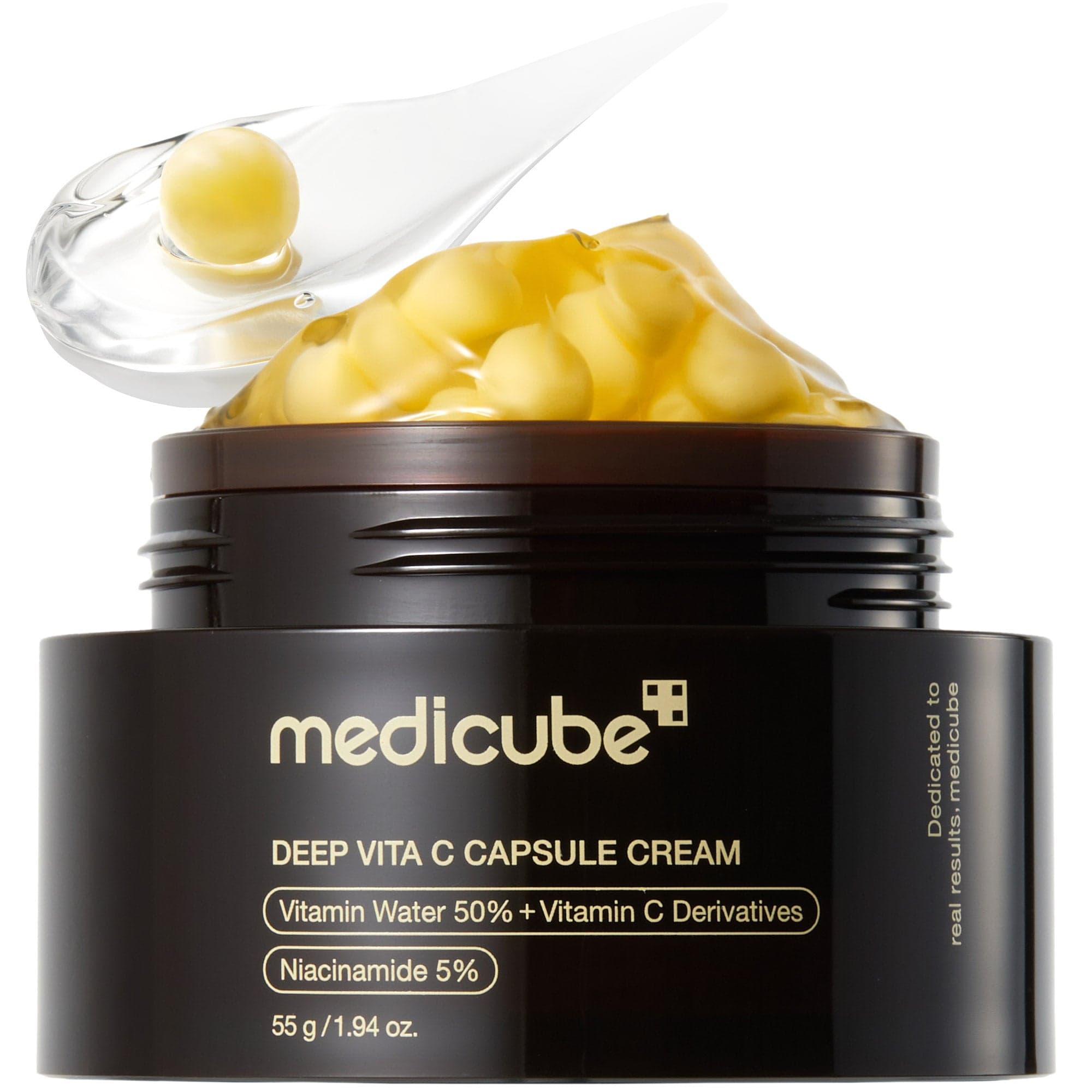 Tarro abierto de medicube Deep Vita C Capsule Cream
