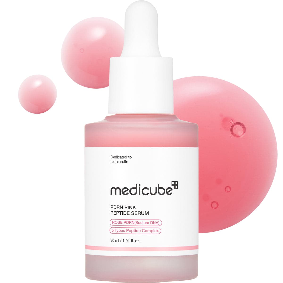 Frasco rosado con gotero de medicube PDRN Pink Peptide Serum