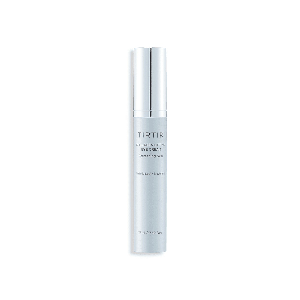 Envase plateado de TIRTIR Collagen Lifting Eye Cream de 15 ml