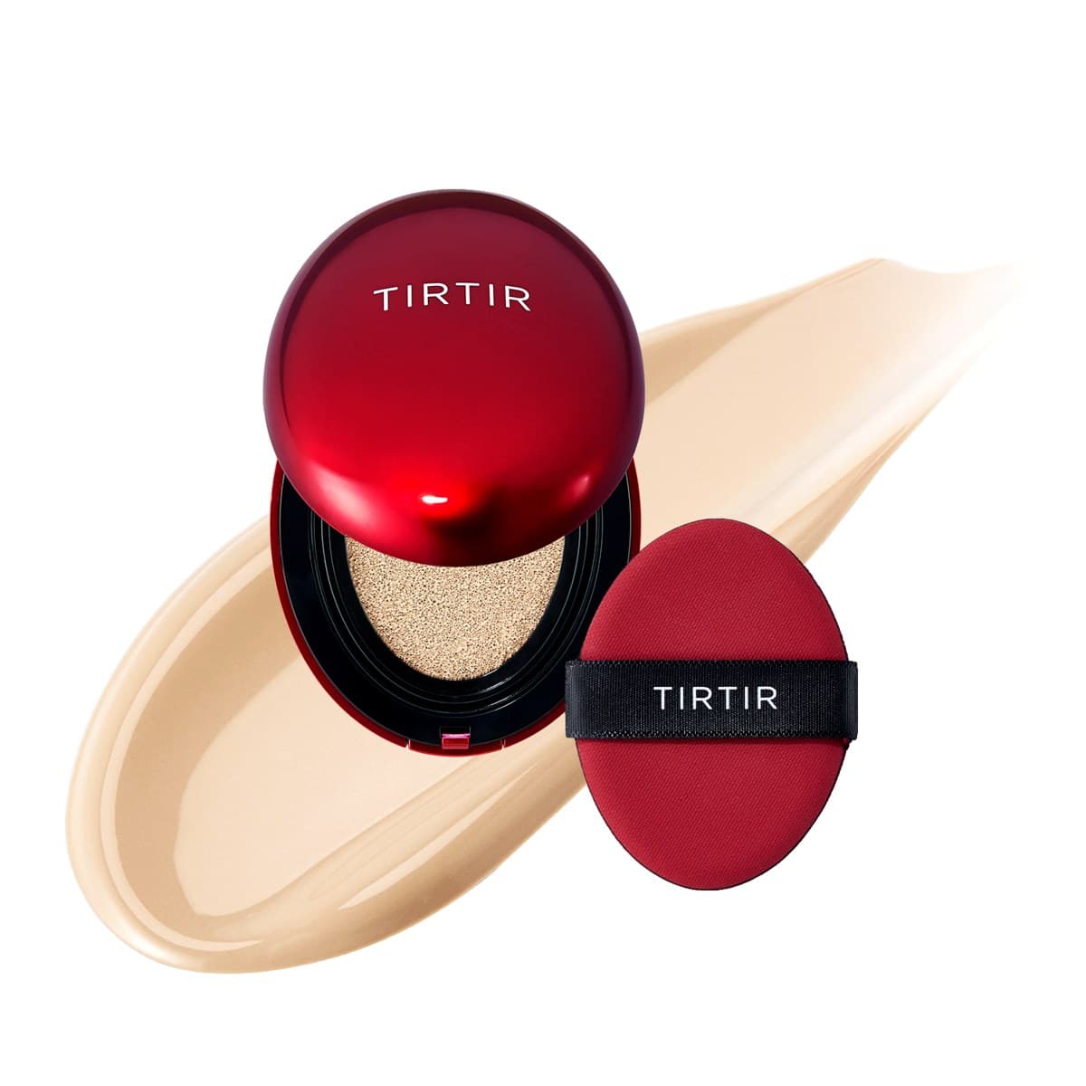 Estuche rojo de TIRTIR Mask Fit Red Cushion Mini con su aplicador