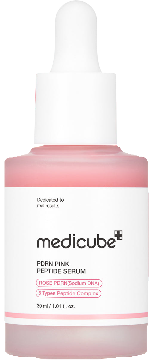 Frasco rosado con gotero de medicube PDRN Pink Peptide Serum